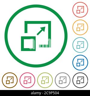 Enlarge window flat color icons in round outlines on white background Stock Vector