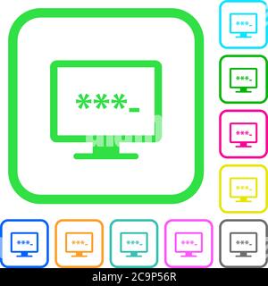 Entering to application vivid colored flat icons in curved borders on white background Stock Vector