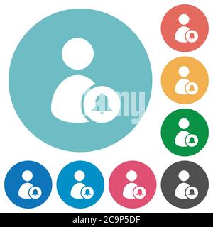 Notify user flat white icons on round color backgrounds Stock Vector