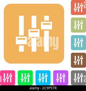 Adjust flat icons on rounded square vivid color backgrounds. Stock Vector