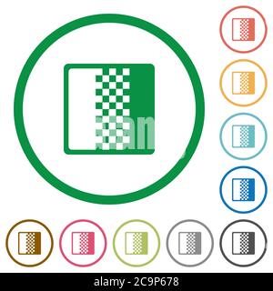 Color gradient flat color icons in round outlines on white background Stock Vector