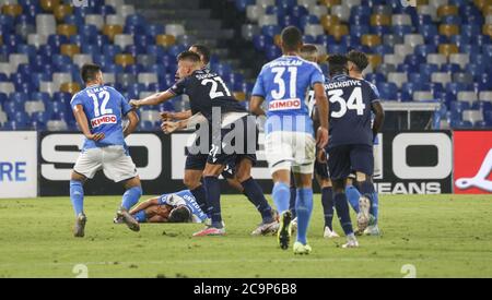 Naples, Campania, Italy. 1st Aug, 2020. During the Italian Serie A Football match SSC Napoli vs US Lazio on august 01, 2020 at the San Paolo stadium in Naples.In picture: LOZANO Credit: Fabio Sasso/ZUMA Wire/Alamy Live News Stock Photo