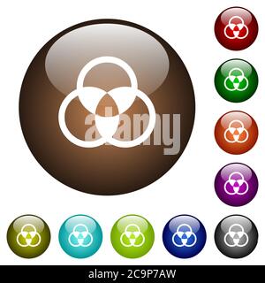 Color mixing white icons on round color glass buttons Stock Vector