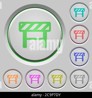 Construction barrier color icons on sunk push buttons Stock Vector