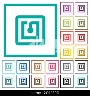 NFC sticker flat color icons with quadrant frames on white background Stock Vector