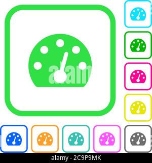 Dashboard vivid colored flat icons in curved borders on white background Stock Vector