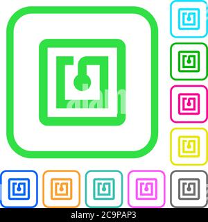 NFC sticker vivid colored flat icons in curved borders on white background Stock Vector