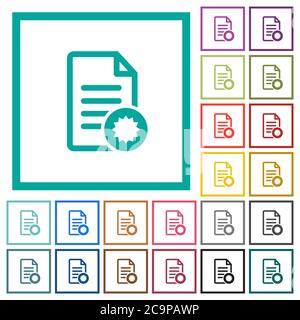 Document certificate flat color icons with quadrant frames on white background Stock Vector