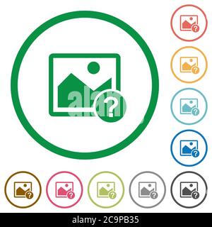 Unknown image flat color icons in round outlines on white background Stock Vector