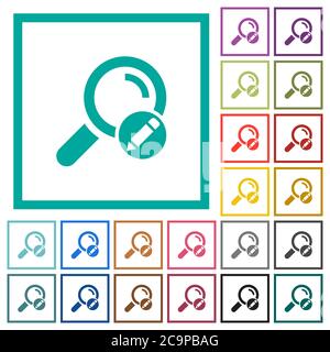 Edit search terms flat color icons with quadrant frames on white background Stock Vector