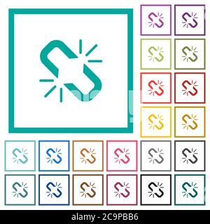 Unlink flat color icons with quadrant frames on white background Stock Vector