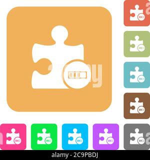 Plugin processing flat icons on rounded square vivid color backgrounds. Stock Vector