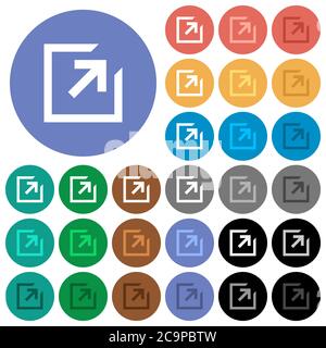 Export with inner arrow multi colored flat icons on round backgrounds. Included white, light and dark icon variations for hover and active status effe Stock Vector