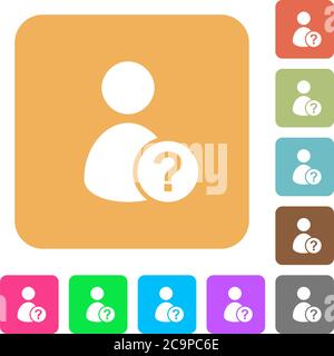 Unknown user flat icons on rounded square vivid color backgrounds. Stock Vector