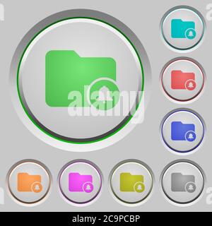 Directory alerts color icons on sunk push buttons Stock Vector