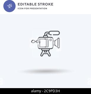Videocamera icon vector, filled flat sign, solid pictogram isolated on white, logo illustration. Videocamera icon for presentation. Stock Vector