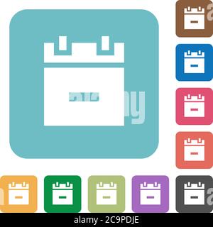 Remove schedule item white flat icons on color rounded square backgrounds Stock Vector