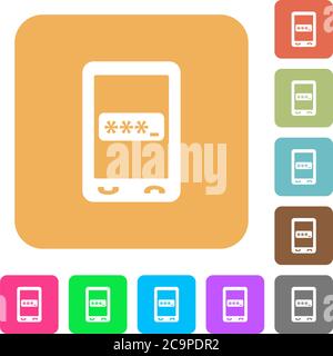 PIN code flat icons on rounded square vivid color backgrounds Stock ...