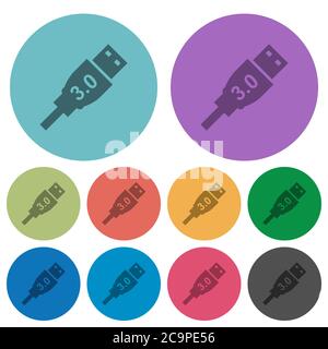 High speed USB darker flat icons on color round background Stock Vector