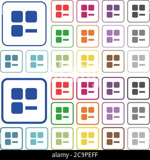 Remove component color flat icons in rounded square frames. Thin and thick versions included. Stock Vector