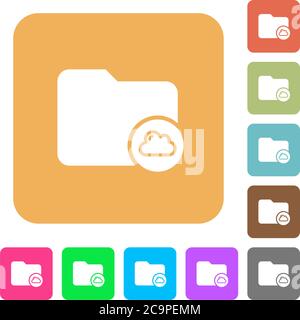 Cloud directory flat icons on rounded square vivid color backgrounds. Stock Vector