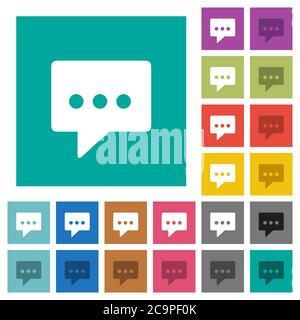 Working chat multi colored flat icons on plain square backgrounds. Included white and darker icon variations for hover or active effects. Stock Vector
