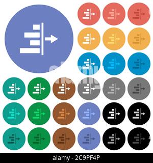 Decrease right indentation of content multi colored flat icons on round backgrounds. Included white, light and dark icon variations for hover and acti Stock Vector