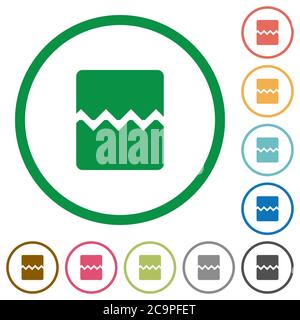 Page break flat color icons in round outlines on white background Stock Vector