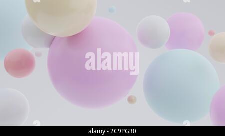 3d Rendering of Colorful Balls. Abstract Geometric Design Elements Circle Balls Background. Realistic Illustration Stock Photo