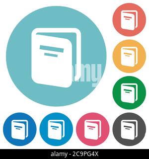 Album flat white icons on round color backgrounds Stock Vector