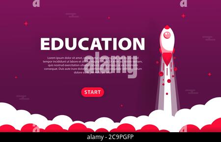 Education rocket icon. Online learning. Studying concept. Vector on isolated background. EPS 10 Stock Vector