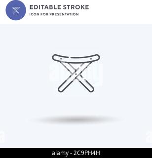 Folding Chair icon vector, filled flat sign, solid pictogram isolated on white, logo illustration. Folding Chair icon for presentation. Stock Vector