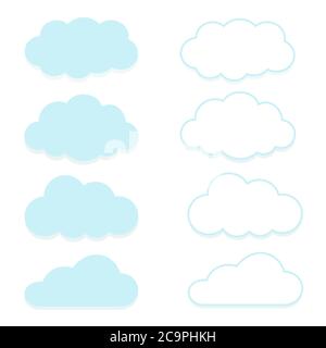 Set of cloud signs. Symbols for weather forecast. Vector illustration in flat design style. Stock Vector