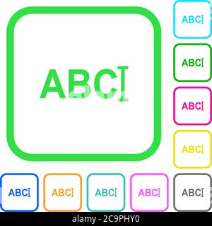 Typing text with cursor vivid colored flat icons in curved borders on white background Stock Vector