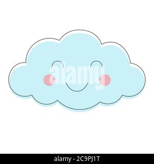 Smiling cloud vector pattern. Cute sky seamless background. Hand drawn illustration for babies, kids. Stock Vector