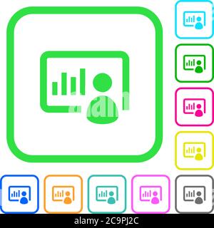 Presentation vivid colored flat icons in curved borders on white ...