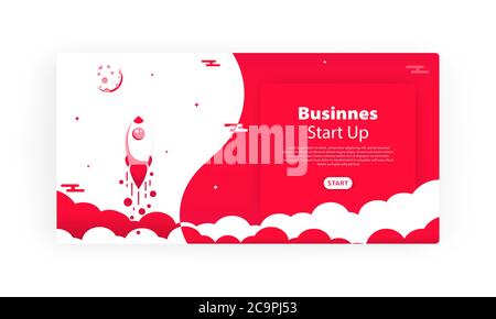 Rocket ship, bussines concept startup. Vector on isolated white background. EPS 10 Stock Vector