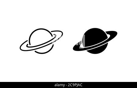 Planets icon set. Saturn rings. Solar system concept. Vector on isolated white background. EPS 10 Stock Vector