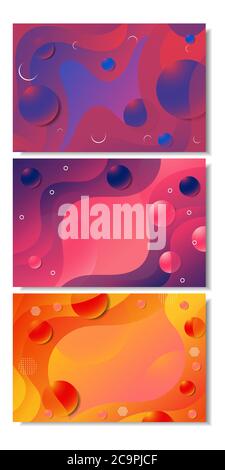 Abstract colorful wavy and sphere background set for presentation template, web banner, flyer, poster, brochure. Stock Vector