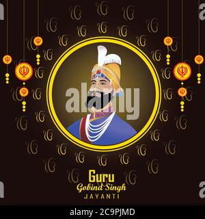 Vector illustration of a Banner for Happy Guru Gobind Singh Jayanti festival of Sikh celebration Stock Vector