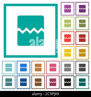 Page break flat color icons with quadrant frames on white background Stock Vector