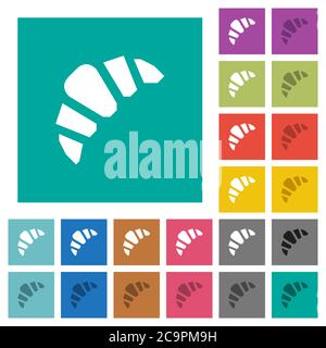 Bakery multi colored flat icons on plain square backgrounds. Included white and darker icon variations for hover or active effects. Stock Vector