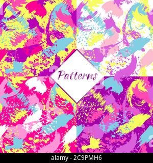 Simless pattern made from random lines, blots, and brush strokes. Random chaotic lines and spots. Stock Vector
