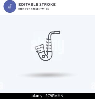 Saxophone icon vector, filled flat sign, solid pictogram isolated on white, logo illustration. Saxophone icon for presentation. Stock Vector