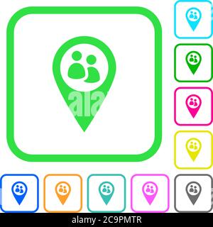 Fleet tracking vivid colored flat icons in curved borders on white background Stock Vector