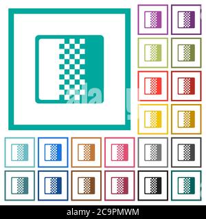 Color gradient flat color icons with quadrant frames on white background Stock Vector