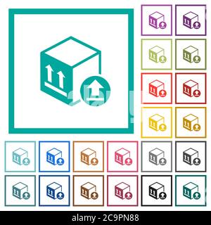 Package delivery flat color icons with quadrant frames on white background Stock Vector