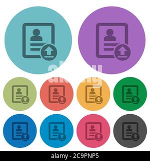 Upload contact darker flat icons on color round background Stock Vector