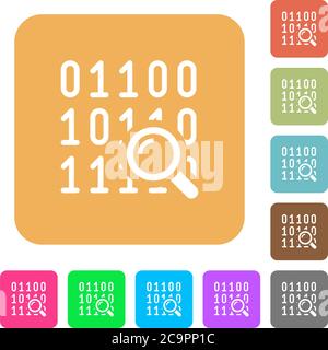 Code analysis flat icons on rounded square vivid color backgrounds. Stock Vector