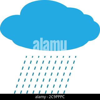 Rain flat icon on white background vector illustration isolated on white Stock Vector